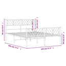 vidaXL fekete fém ágykeret fej- és lábtámlával 140 x 190 cm