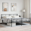 vidaXL fekete fém ágykeret matrac nélkül lábtartóval 180 x 200 cm