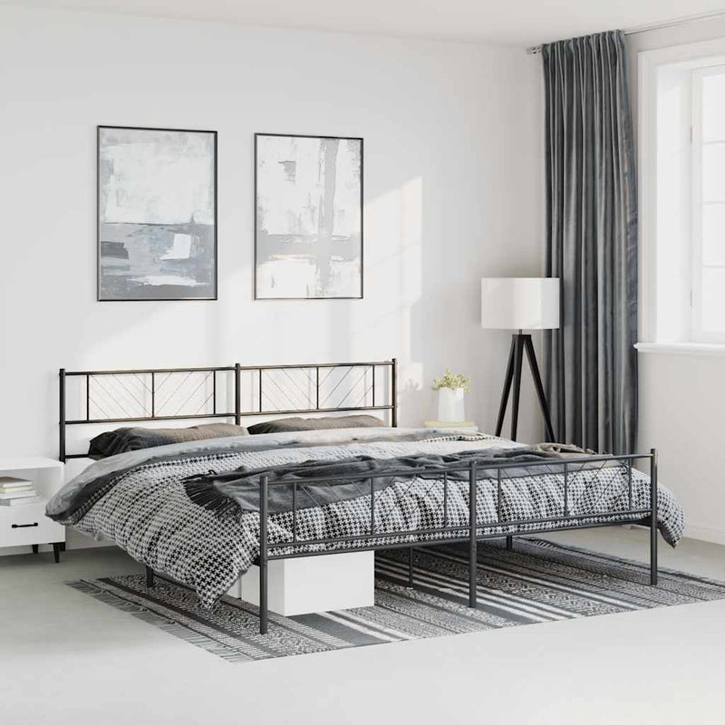 vidaXL fekete fém ágykeret fej- és lábtámlával 183 x 213 cm