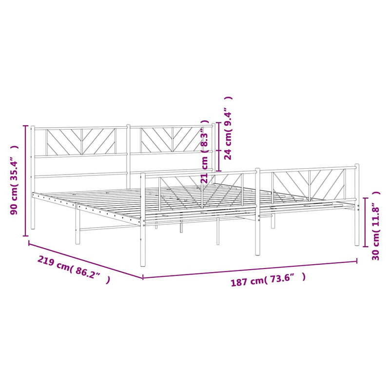 vidaXL fekete fém ágykeret fej- és lábtámlával 183 x 213 cm