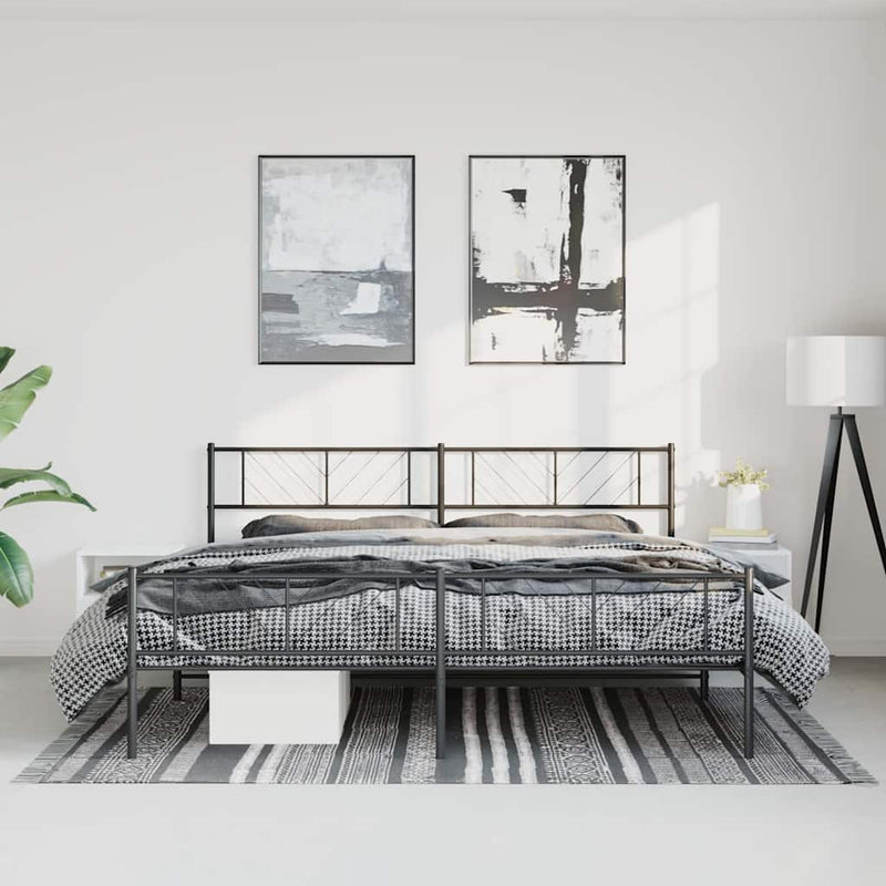vidaXL fekete fém ágykeret fej- és lábtámlával 183 x 213 cm