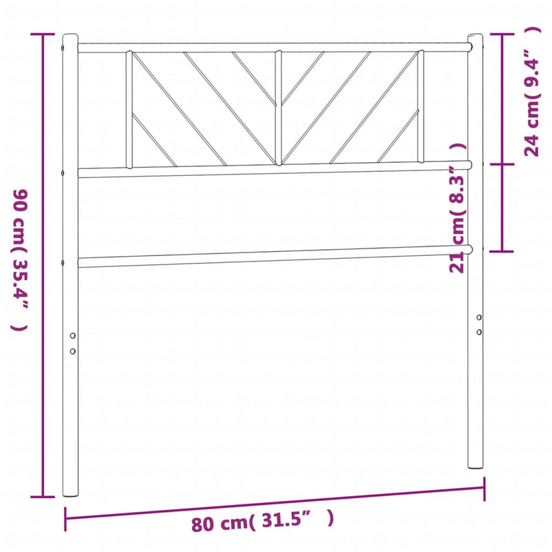 vidaXL fekete fém fejtámla 75 cm