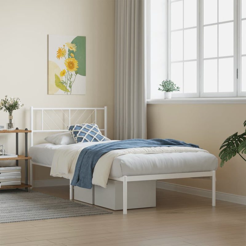vidaXL fehér fém ágykeret fejtámlával 90x200 cm