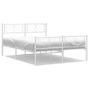 vidaXL fehér fém ágykeret fej- és lábtámlával 135x190 cm
