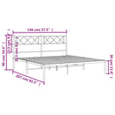 vidaXL fekete fém ágykeret fejtámlával 140 x 200 cm