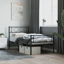 vidaXL fekete fém ágykeret fej- és lábtámlával 90 x 190 cm