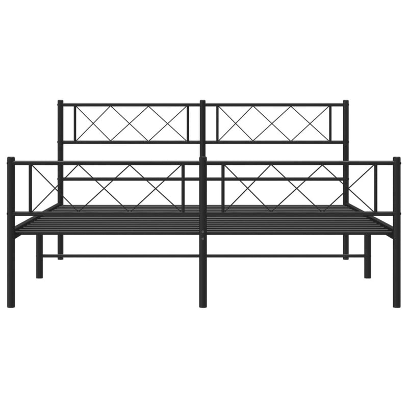 vidaXL fekete fém ágykeret fej- és lábtámlával 120 x 190 cm