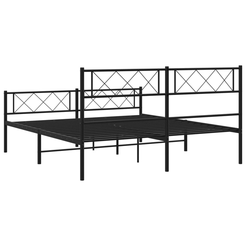 vidaXL fekete fém ágykeret fej- és lábtámlával 120 x 190 cm