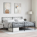 vidaXL fekete fém ágykeret matrac nélkül lábtartóval 180 x 200 cm