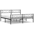 vidaXL fekete fém ágykeret fej- és lábtámlával 193 x 203 cm