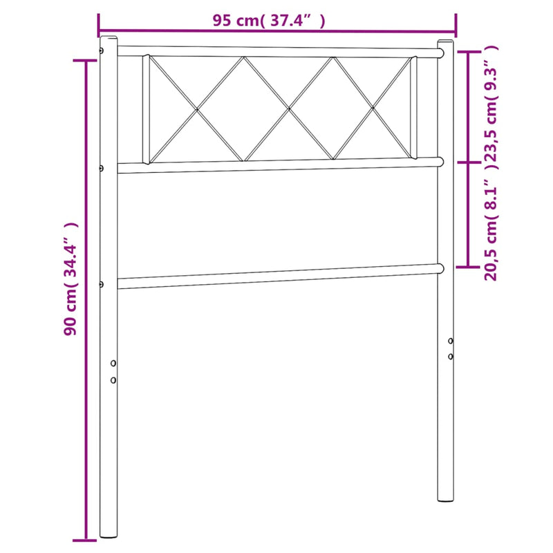 vidaXL fekete fém fejtámla 90 cm