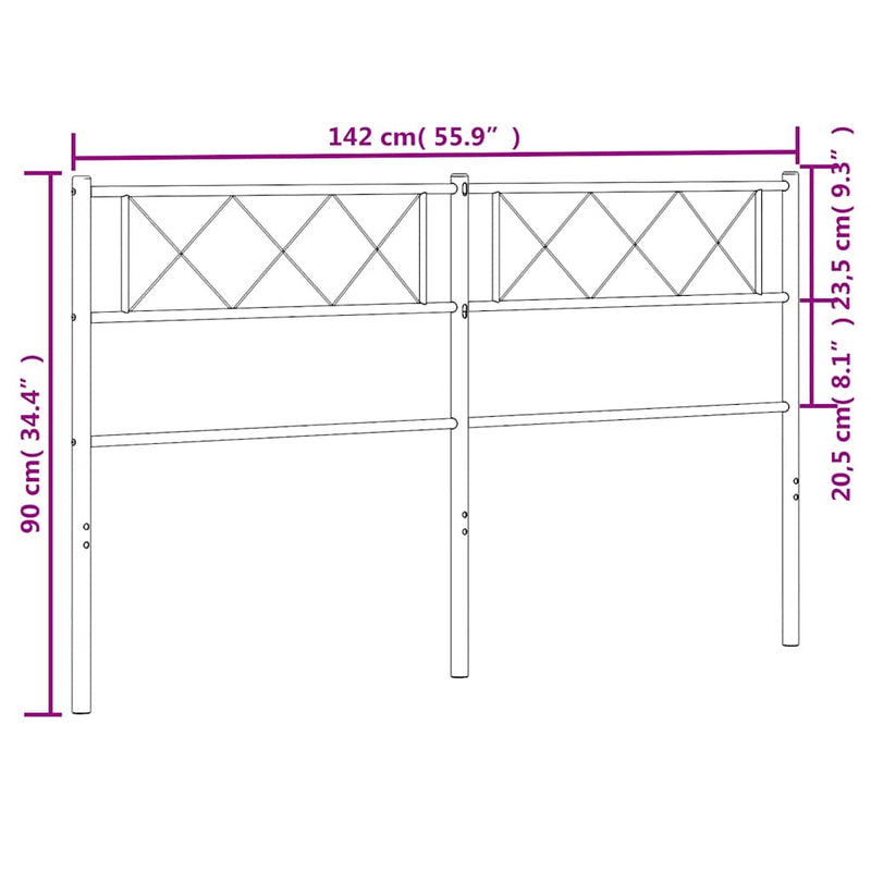 vidaXL fekete fém fejtámla 135 cm
