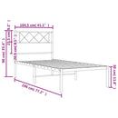 vidaXL fehér fém ágykeret fejtámlával 100x190 cm