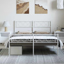 vidaXL fehér fém ágykeret fej- és lábtámlával 135x190 cm