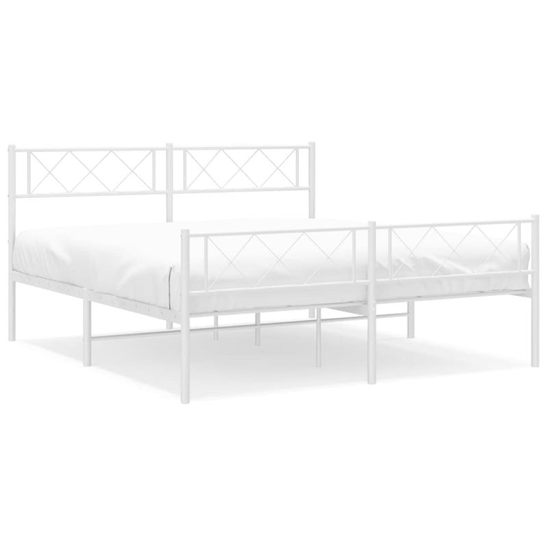 vidaXL fehér fém ágykeret fej- és lábtámlával 140 x 190 cm