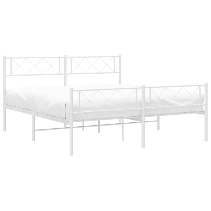 vidaXL fehér fém ágykeret fej- és lábtámlával 140 x 190 cm