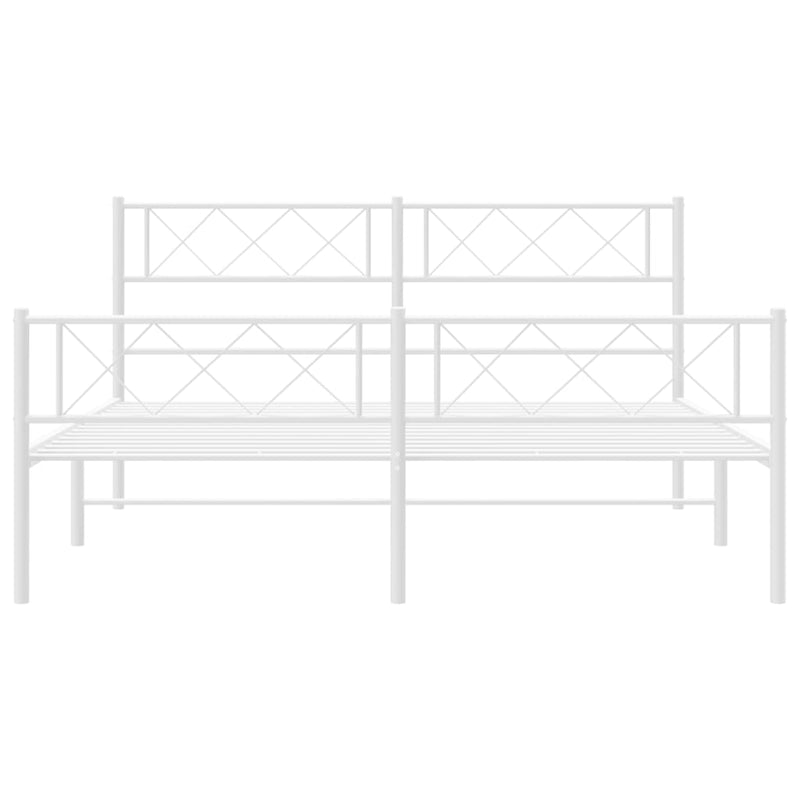 vidaXL fehér fém ágykeret fej- és lábtámlával 140 x 190 cm