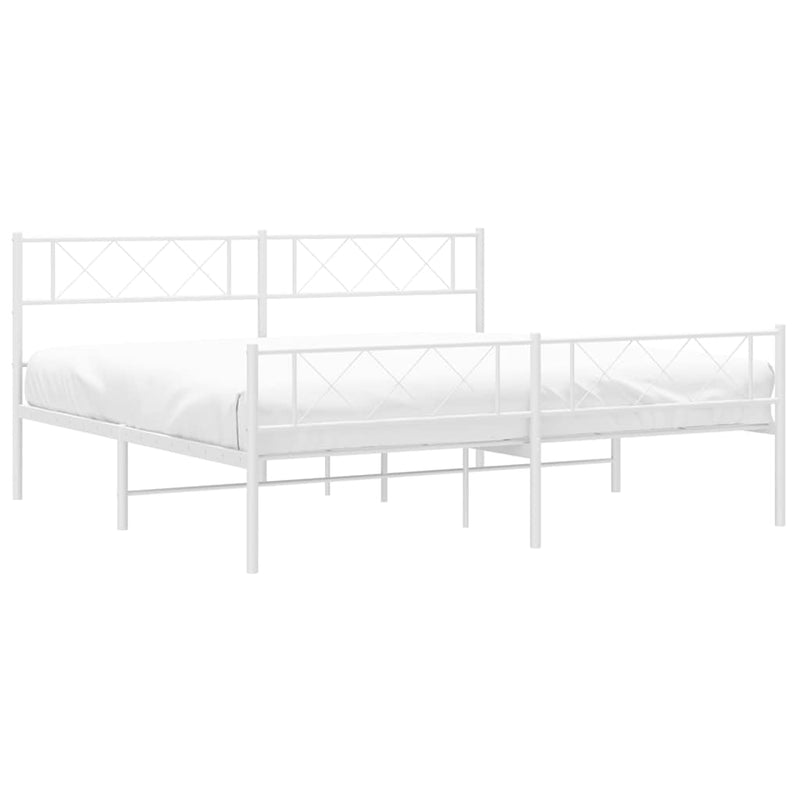 vidaXL fehér fém ágykeret fej- és lábtámlával 193 x 203 cm