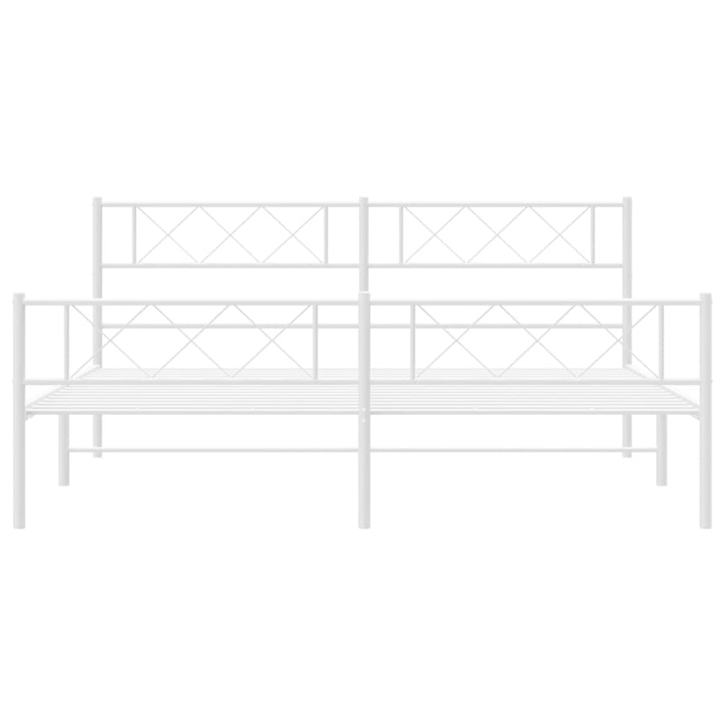 vidaXL fehér fém ágykeret fej- és lábtámlával 200x200 cm