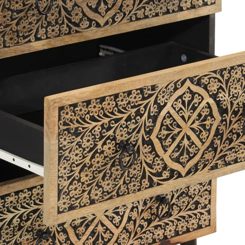 vidaXL 3 db tömör mangófa tálalószekrény 60 x 33 x 75 cm