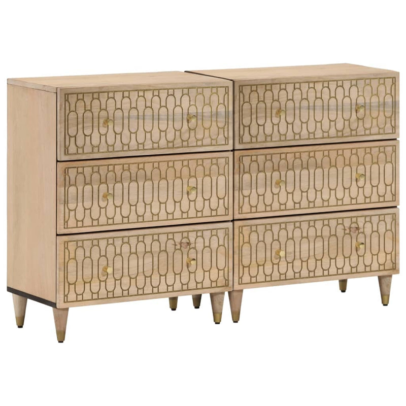 vidaXL 2 db tömör mangófa tálalószekrény 60 x 33 x 75 cm