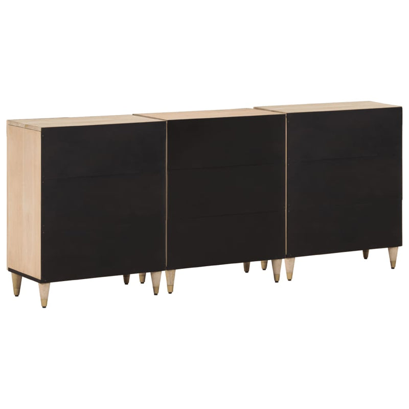 vidaXL 3 db tömör mangófa tálalószekrény 60 x 33 x 75 cm