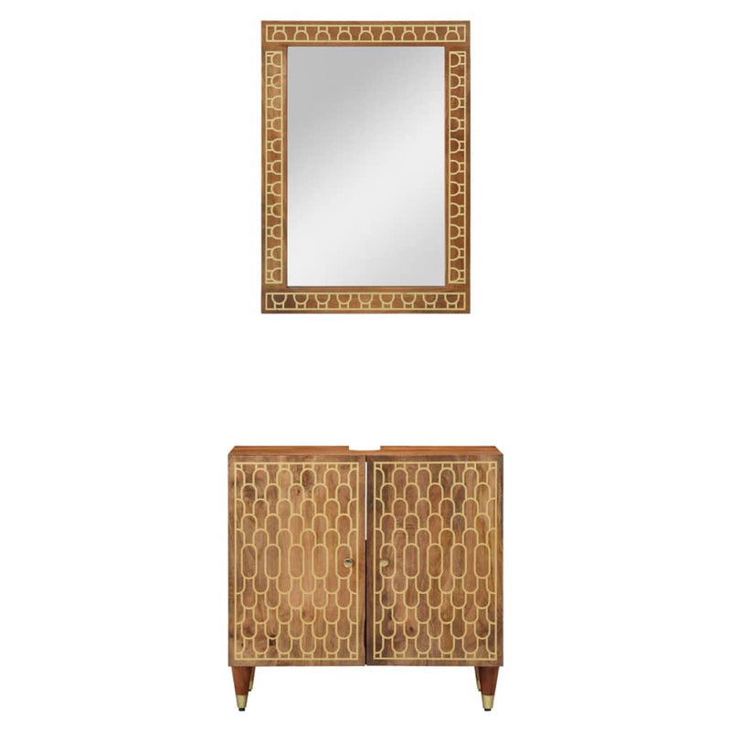 vidaXL 2 részes tömör mangófa fürdőszobai bútorszett