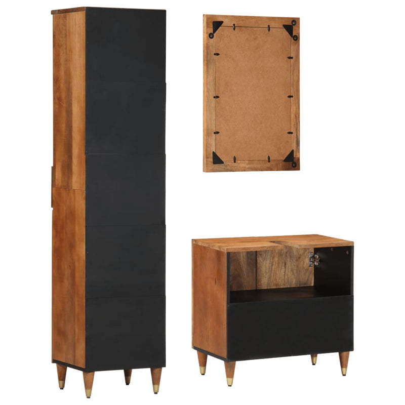 vidaXL 3 részes tömör mangófa fürdőszobai bútorszett