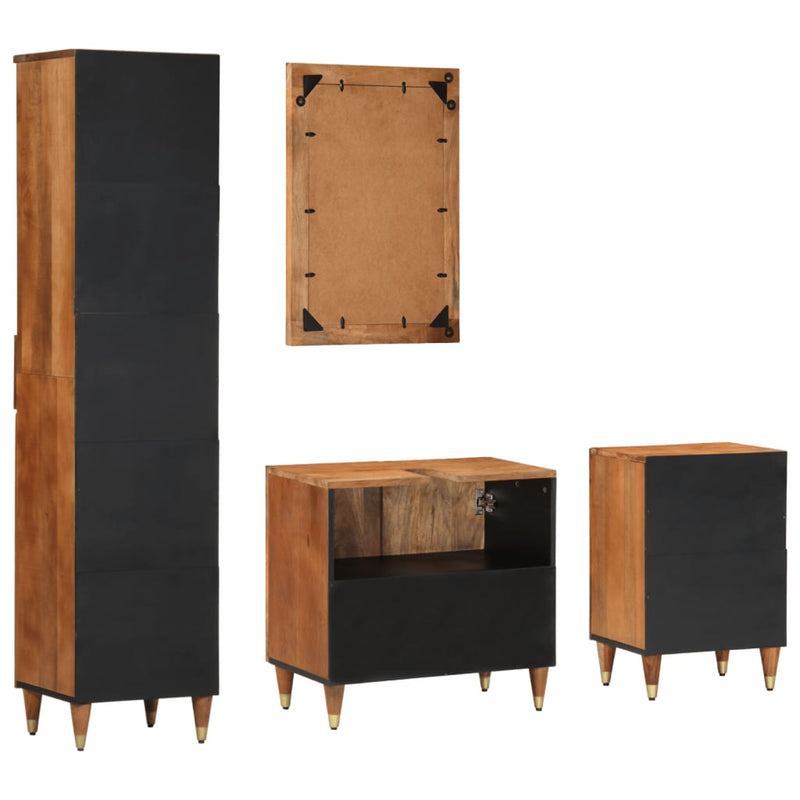 vidaXL 4 részes tömör mangófa fürdőszobai bútorszett