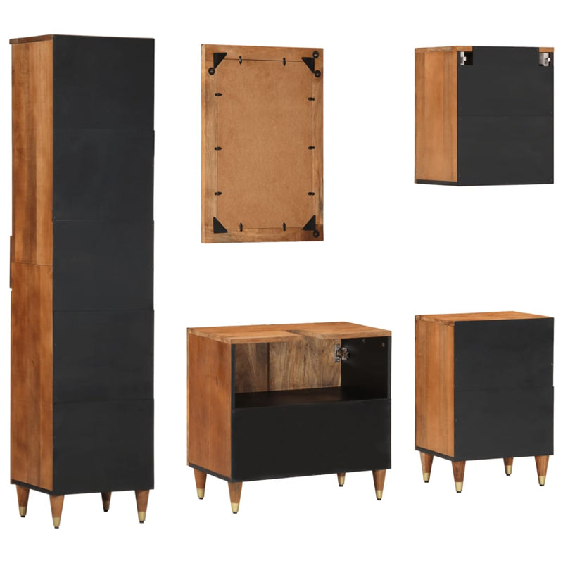 vidaXL 5 részes tömör mangófa fürdőszobai bútorszett