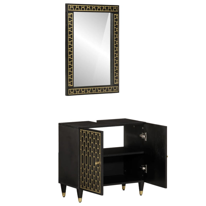 vidaXL 2 részes tömör mangófa fürdőszobai bútorszett