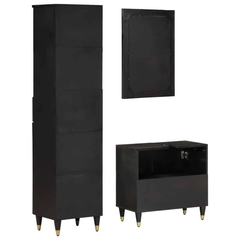 vidaXL 3 részes tömör mangófa fürdőszobai bútorszett