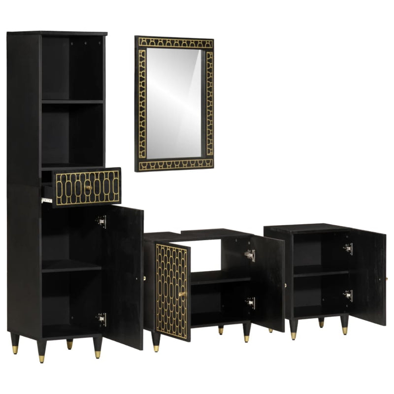 vidaXL 4 részes tömör mangófa fürdőszobai bútorszett