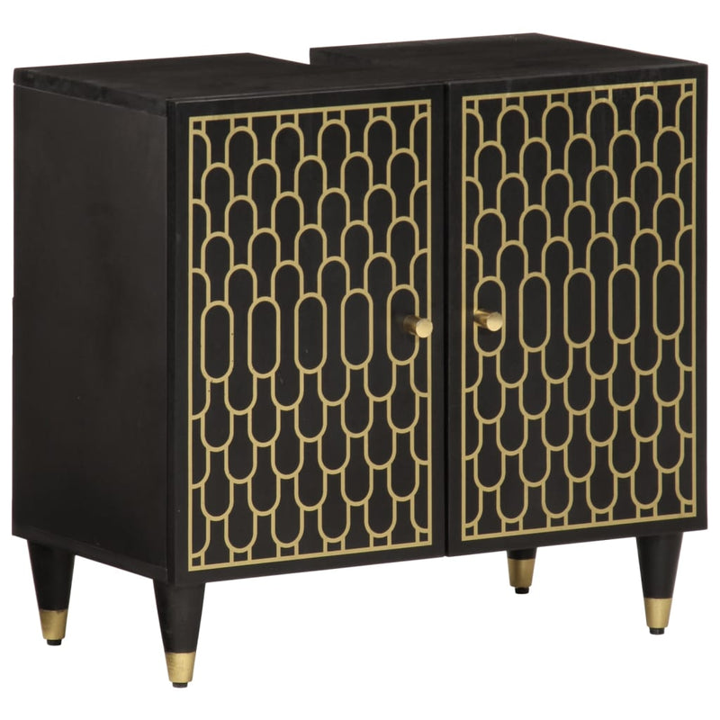 vidaXL 4 részes tömör mangófa fürdőszobai bútorszett