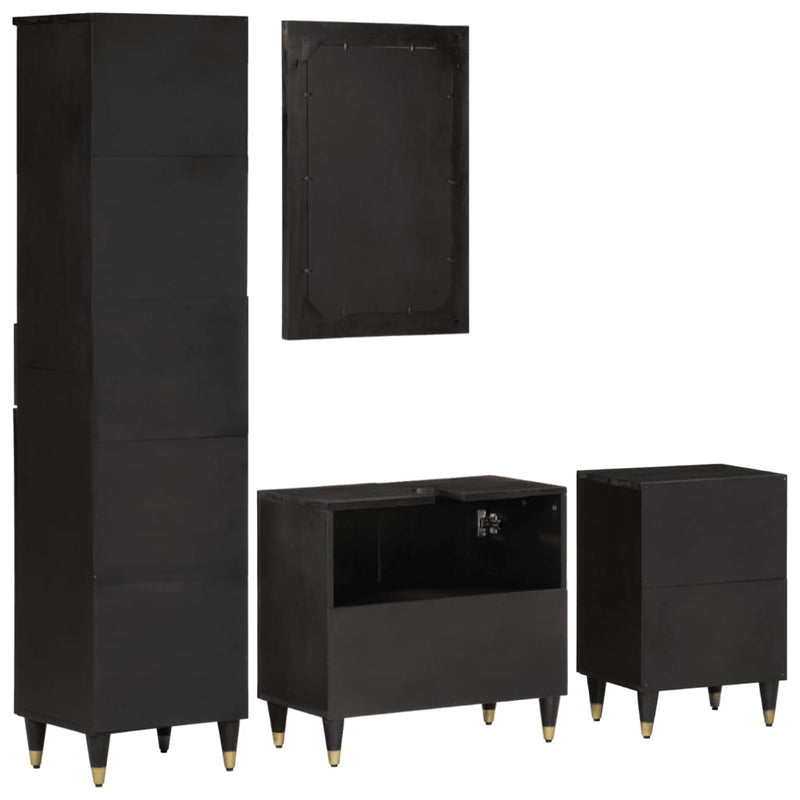 vidaXL 4 részes tömör mangófa fürdőszobai bútorszett