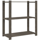 vidaXL 3 szintes szürke tömör fenyőfa tárolóállvány 80x38x90 cm
