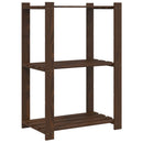 vidaXL 3 szintes barna tömör fenyőfa tárolóállvány 60 x 38 x 90 cm