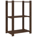 vidaXL 3 szintes barna tömör fenyőfa tárolóállvány 60 x 38 x 90 cm