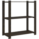vidaXL 3 szintes fekete tömör fenyőfa tárolóállvány 80 x 38 x 90 cm