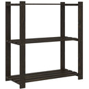 vidaXL 3 szintes fekete tömör fenyőfa tárolóállvány 80 x 38 x 90 cm
