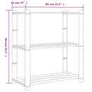 vidaXL 3 szintes fekete tömör fenyőfa tárolóállvány 80 x 38 x 90 cm