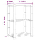 vidaXL 3 szintes fekete tömör fenyőfa tárolóállvány 60 x 38 x 90 cm