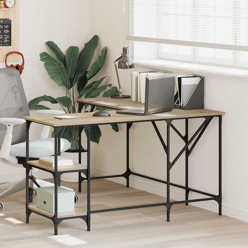 vidaXL sonoma tölgy színű mű fa íróasztal 139x139x75 cm