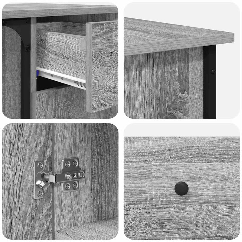 vidaXL szürke sonoma színű szerelt fa íróasztal 141x141x75 cm