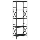 vidaXL 5 szintes fekete szerelt fa könyvespolc 59 x 35 x 132 cm