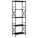 vidaXL 5 szintes fekete szerelt fa könyvespolc 59 x 35 x 132 cm