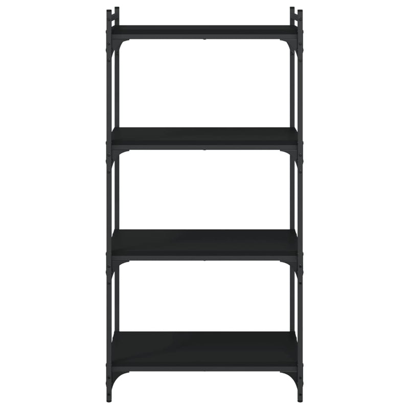 vidaXL 4 szintes fekete szerelt fa könyvespolc 60 x 30 x 120 cm