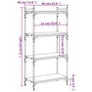 vidaXL 4 szintes füstölt tölgy szerelt fa könyvespolc 60 x 30 x 120 cm