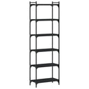 vidaXL 6 szintes fekete szerelt fa könyvespolc 60 x 30 x 188 cm