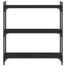 vidaXL 3 szintes fekete szerelt fa könyvespolc 80 x 30 x 86 cm